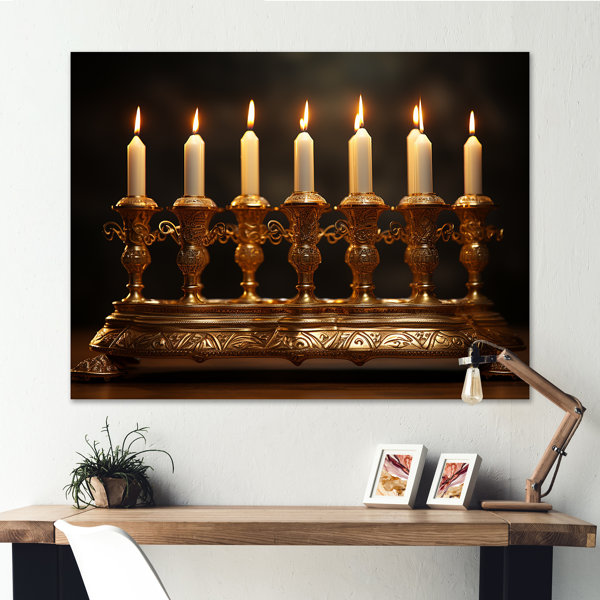 Winston Porter " Judaism Candle Menorah Radiance " on Canvas Wayfair